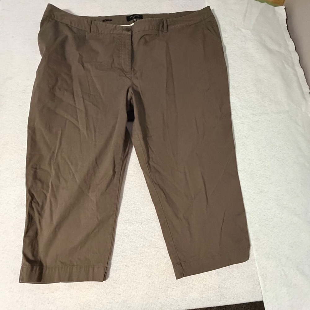 Talbots Woman W Signature Brown Cotton Blend Cropped Pants Size 24W BH684